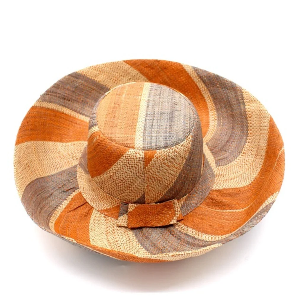 SHEBOBO Monica Wide Brim Multicolor Stripe Pattern Packable Straw Sun Hat